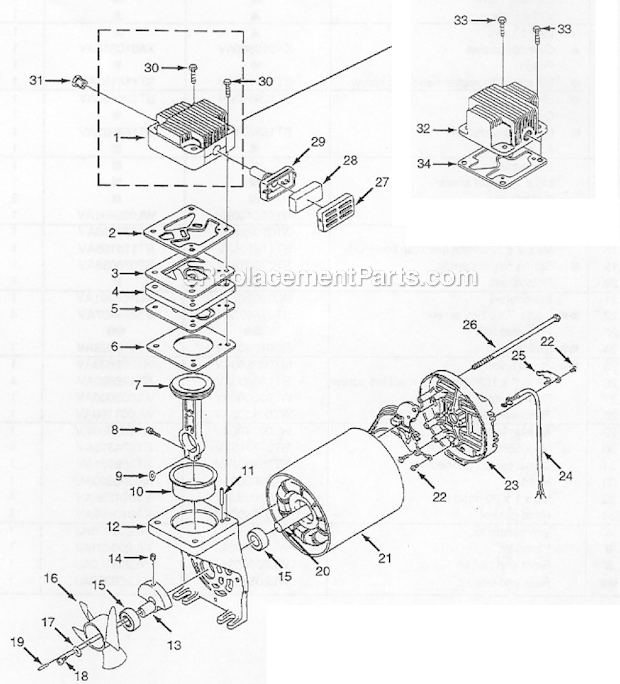 Campbell Hausfeld WL300601 Air Compressor Pump Page A Diagram