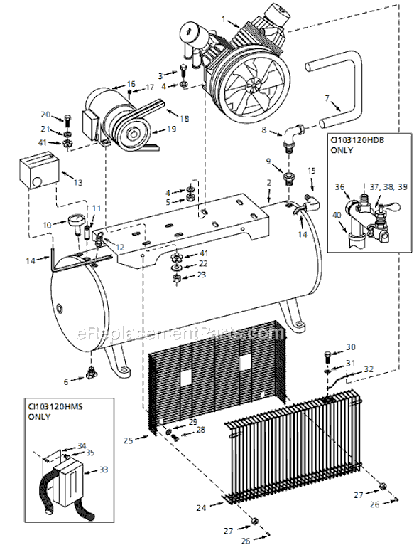 Campbell Hausfeld CI103080H (1999) Two-Stage Air Compressor Page A Diagram