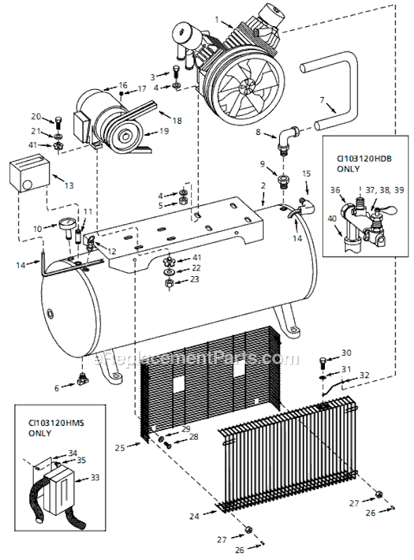 Campbell Hausfeld CI103120H5 (1999) Two-Stage Air Compressor Page A Diagram