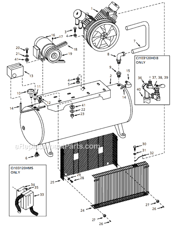 Campbell Hausfeld CI103120HB (1999) Two-Stage Air Compressor Page A Diagram