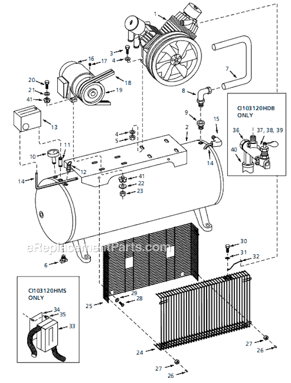 Campbell Hausfeld CI103120HDB (1999) Two-Stage Air Compressor Page A Diagram