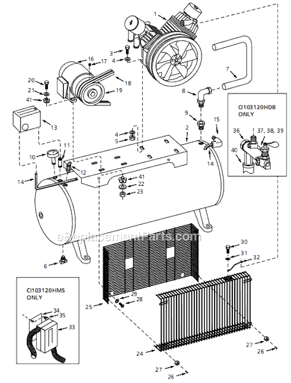 Campbell Hausfeld CI103120HMS (1999) Two-Stage Air Compressor Page A Diagram