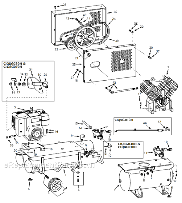 Campbell Hausfeld CIQ8G0T0H (1998) Gasoline Engine Air Compressor Page A Diagram