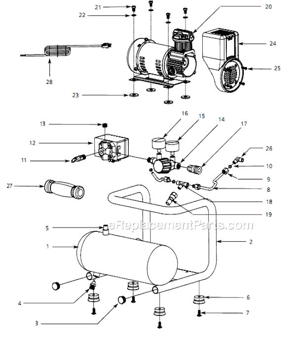 Campbell Hausfeld EX100100 (2006) Oilless Air Compressor Page A Diagram