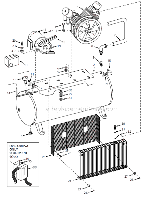 Campbell Hausfeld EX10120HSA (2005) 10 HP Two-Stage Air Compressor Page A Diagram