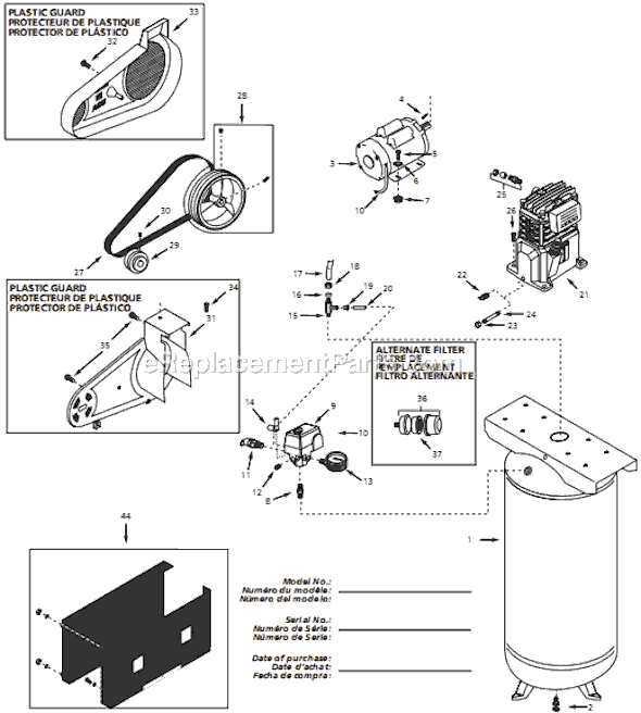 Campbell Hausfeld EX840500 (2008) Vertical Air Compressor Page A Diagram