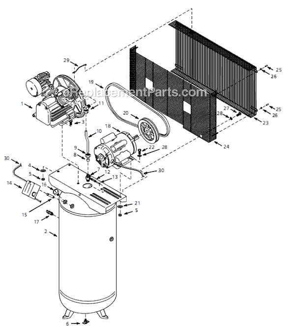 Campbell Hausfeld HS2810 (1999) Stationary Air Compressor Page A Diagram