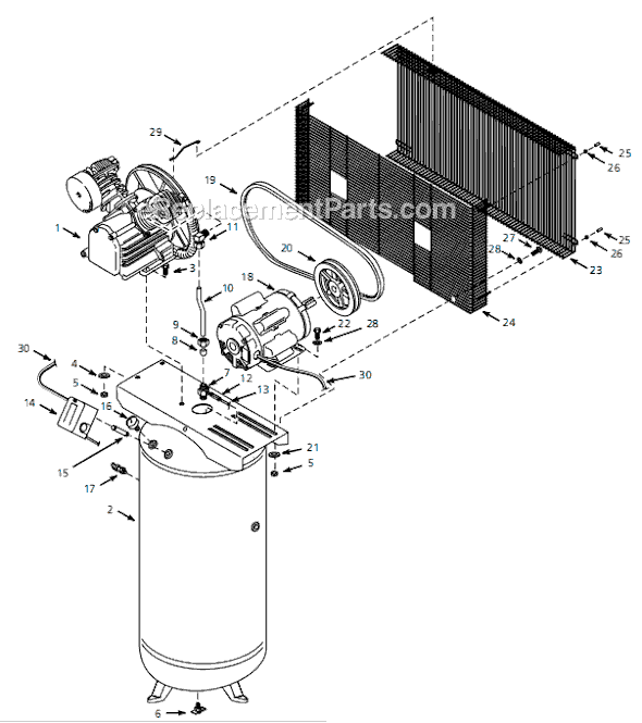 Campbell Hausfeld HS4813 (1999) Stationary Air Compressor Page A Diagram