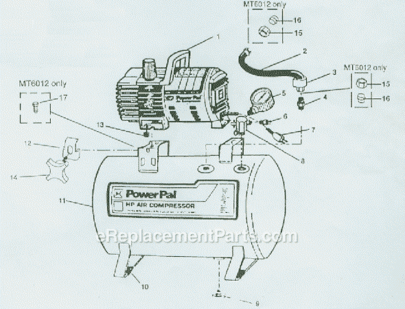 Campbell Hausfeld MT5012 (1992) 3 in 1 PowerPal Air Compressor Page A Diagram