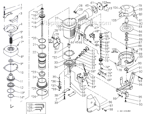 Campbell Hausfeld NC1545 (2001.01) Coil Roofing Nailer Page A Diagram