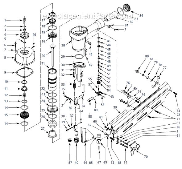 Campbell Hausfeld NS219001 (2006.07) Framing Nailer Page A Diagram