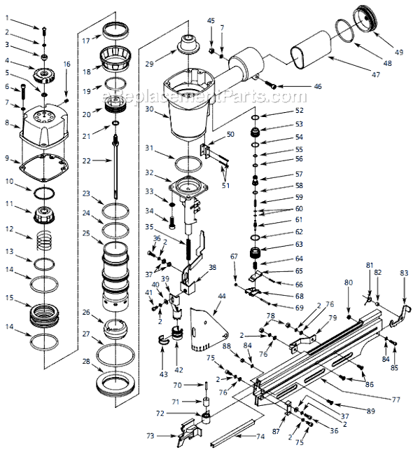 Campbell Hausfeld NS349001 (2007.03) 34 Degree Clipped Head Framing Nailer Page A Diagram