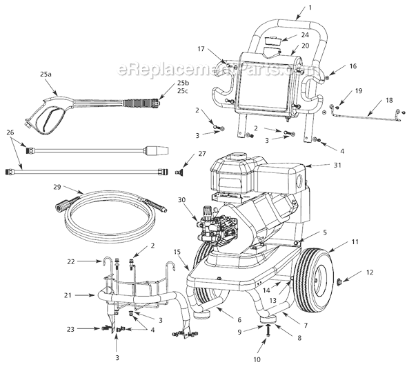 Campbell Hausfeld PW2705 Gas Powered Pressure Washer Page A Diagram
