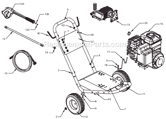 Campbell Hausfeld PW3005H2LE Horizontal Pressure Washer Page A Diagram
