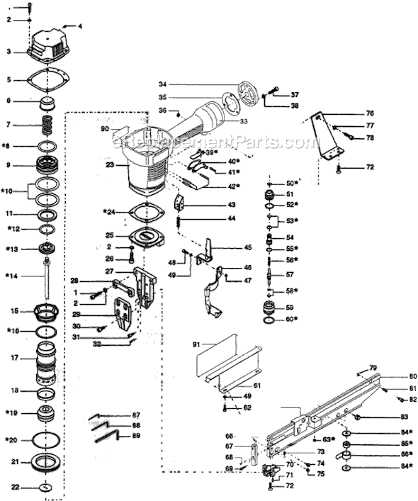 Campbell Hausfeld SM506D (1993.11) 1/2 in. Crown Sheathing Stapler Page A Diagram