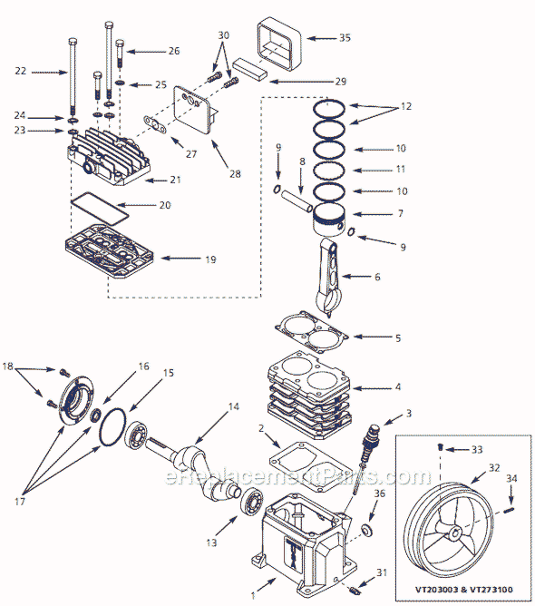 Campbell Hausfeld VT203003 (2000) Air Compressor Pump Page A Diagram
