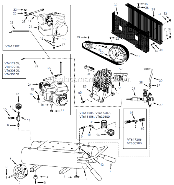 Campbell Hausfeld VT613106 (1999) Contractor Air Compressor Page A Diagram