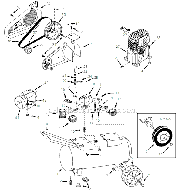 Campbell Hausfeld VT616504 (2001) Portable Air Compressor Page A Diagram