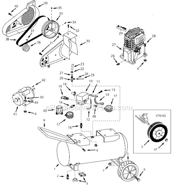 Campbell Hausfeld VT618204 (1999) Portable Air Compressor Page A Diagram
