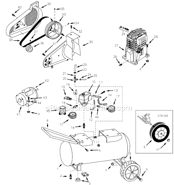 Campbell Hausfeld VT618204 (2001) Portable Air Compressor Page A Diagram