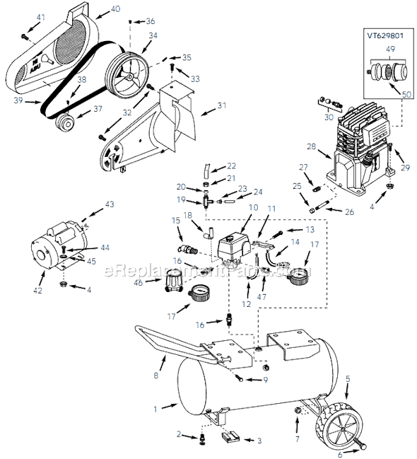 Campbell Hausfeld VT618904 (2001) Portable Air Compressor Page A Diagram