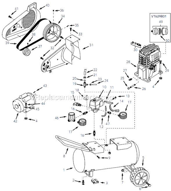 Campbell Hausfeld VT619604 (2001) Portable Air Compressor Page A Diagram