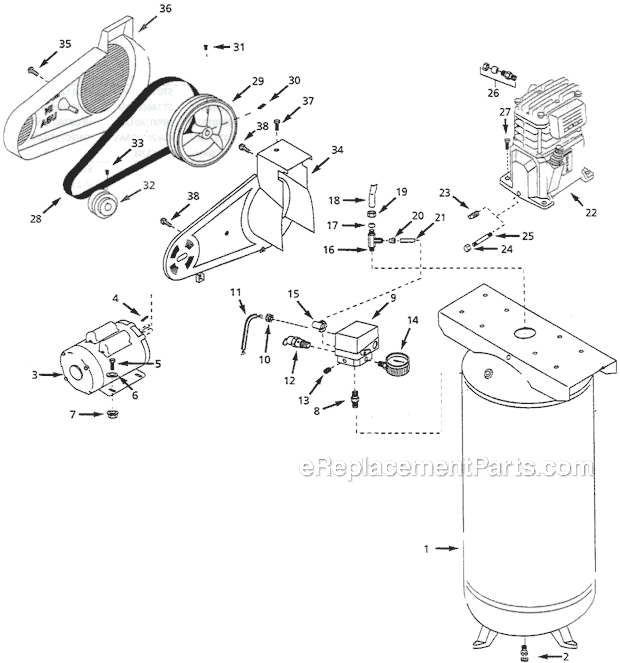 Campbell Hausfeld VT623802 Vertical Air Compressor Page A Diagram