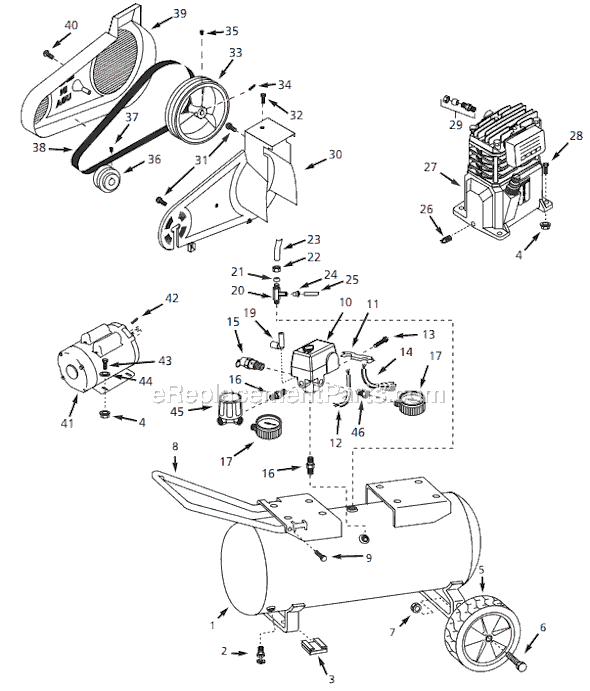 Campbell Hausfeld VT627103 (2003) Portable Air Compressor Page A Diagram