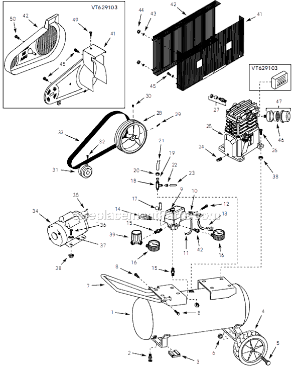 Campbell Hausfeld VT629103 (2001) Portable Air Compressor Page A Diagram