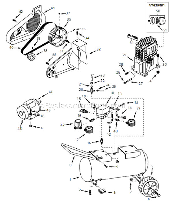 Campbell Hausfeld VT629801 (1997) Portable Air Compressor Page A Diagram