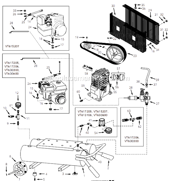 Campbell Hausfeld VT630300 (1999) Contractor Air Compressor Page A Diagram