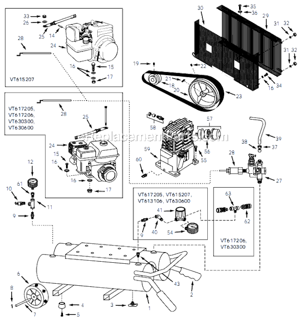 Campbell Hausfeld VT630600 (1999) Contractor Air Compressor Page A Diagram