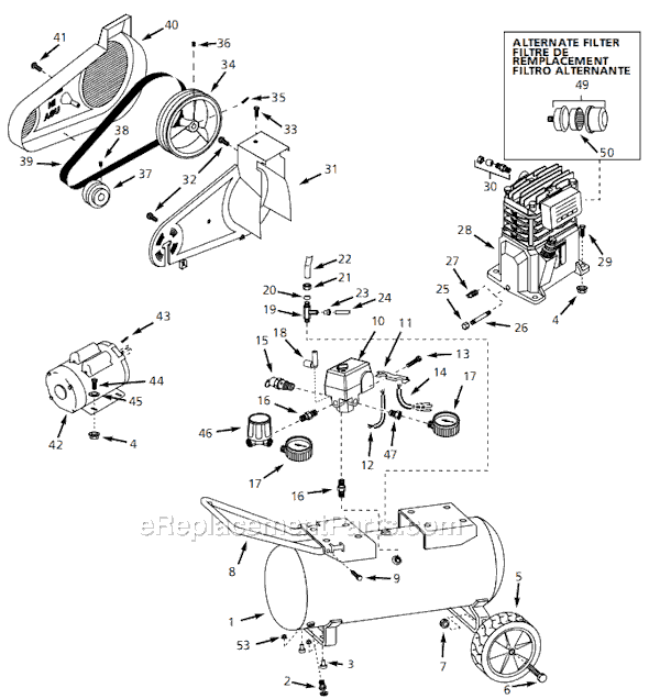 Campbell Hausfeld VT633400 (2003) Portable Air Compressor Page A Diagram