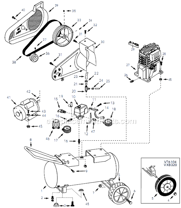 Campbell Hausfeld VX833302 (2001) Portable Air Compressor Page A Diagram