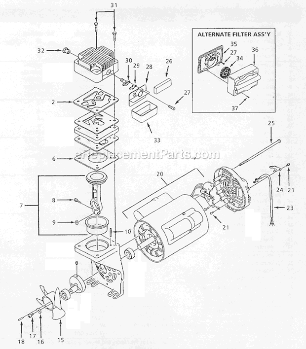 Campbell Hausfeld WL350001 Air Compressor Pump and Page A Diagram