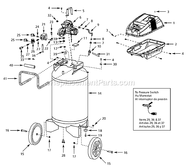 Campbell Hausfeld WL660001 Oilless Air Compressor Page A Diagram