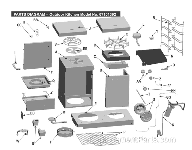 Char-Broil 07101392 Outdoor Kitchen Stovetop & Smoker Page A Diagram
