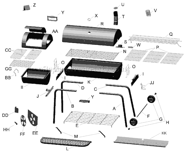 Char-Broil 12201571 Deluxe Offset Smoker Page A Diagram