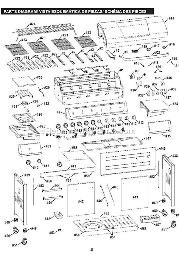 Char-Broil 463230514 Classic 6-Burner Gas Grill C-69G5 Page A Diagram
