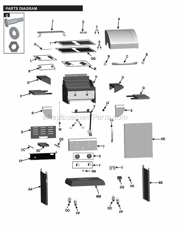Char-Broil 463241013 2-Burner T-22D Gas Grill Page A Diagram