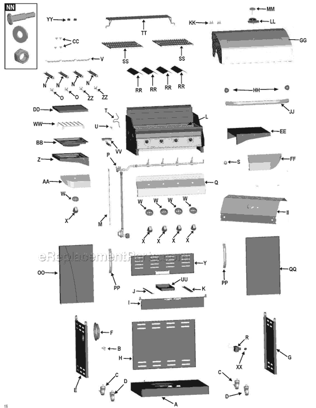 Char-Broil 463244011 (500 Series) 4-Burner Gas Grill Page A Diagram