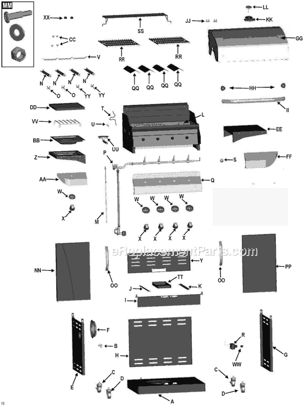 Char-Broil 463244012 4-Burner Gas Grill T-46DL Page A Diagram