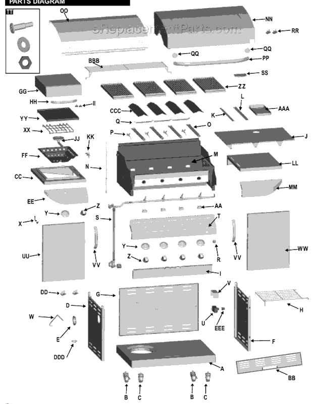 Char-Broil 463247209 Commercial Series 580 Four-Burner Infrared Grill Page A Diagram