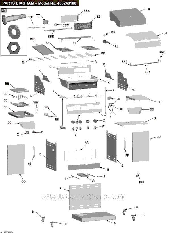 Char-Broil 463248108 Commercial Series Grill Page A Diagram