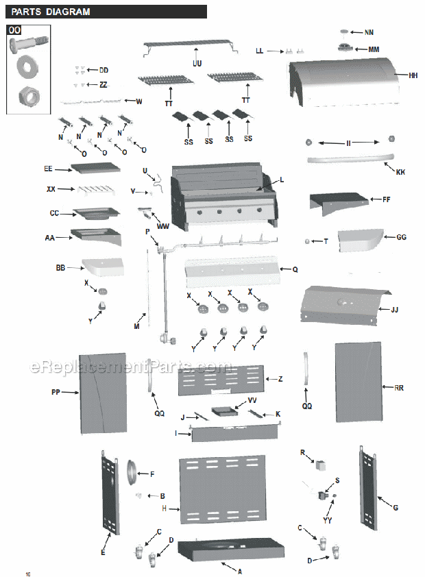 Char-Broil 463257010 Commercial Series Four-Burner Gas Grill Page A Diagram