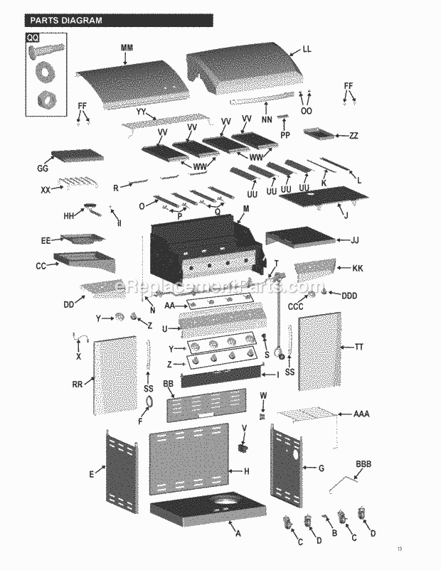 Char-Broil 463263111 Quantum Infrared Gas Grill with Auto-Clean Page A Diagram
