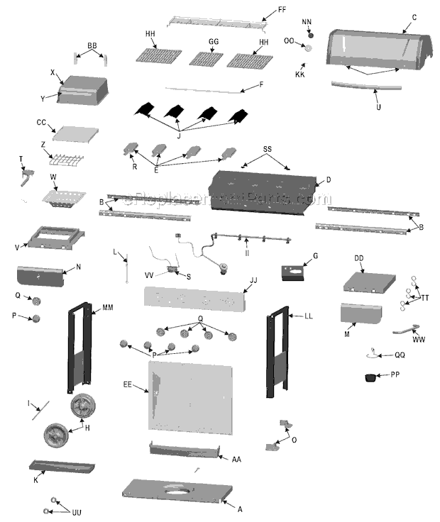 Char-Broil 463411307 (2007) Gas Grill Page A Diagram