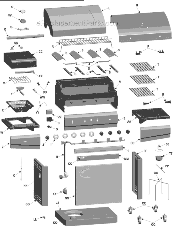 Char-Broil 463420511 4-Burner Grill With Outdoor Stovetop Page A Diagram