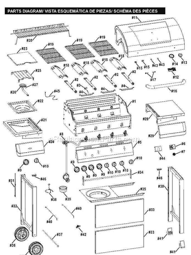 Char-Broil 463436214 Classic 4-Burner Gas Grill Page A Diagram