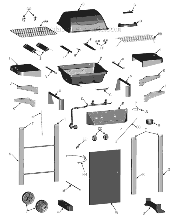 Char-Broil 463621611 2-Burner Quick Assembly Grill Page A Diagram